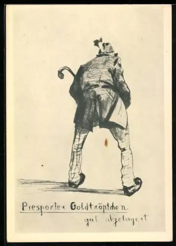 Künstler-AK sign. R. Bloos: Wein-Allegorie, Piesporter Goldtröpfchen - gut abgelagert, Reihe Wein Nr. 1
