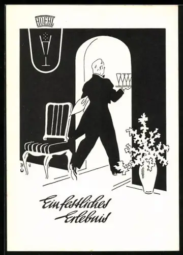 AK Hoehl Sekt, Kellner beim Servieren