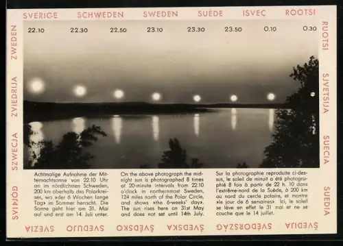 AK Achtmalige Aufnahme der Mitternachtssonne im nördlichsten Schweden