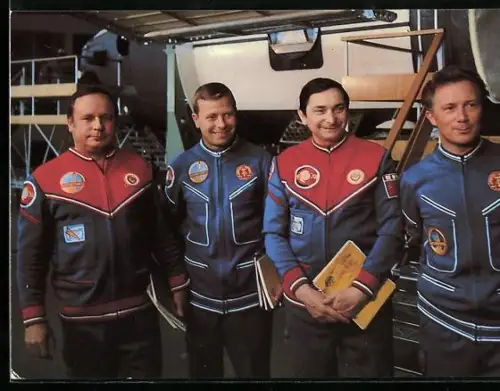 AK Gemeinsamer Kosmosflug UdSSR und DDR, Die Fliegerkosmonauten Sigmund Jähn, Waleri Bykowski & Eberhard Köllner