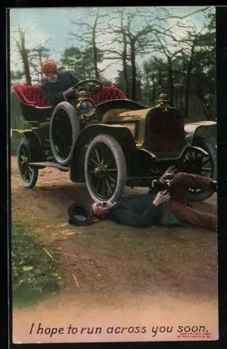 AK Auto Argyll 1905, Autofahrer überfährt einen Spaziergänger