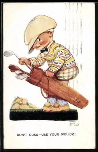 Künstler-AK Mabel Lucie Attwell: Don`t cuss - use your Niblick!, Scherz, Golf