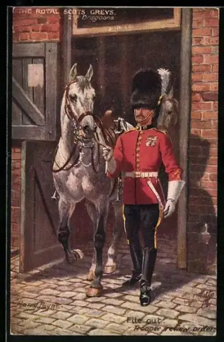 Künstler-AK Harry Payne: The Royal Scots Greys 2nd Dragoons, File out Trooper review order