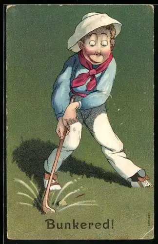 AK Golfspieler verzweifelt beim Abschlag im hohen Gras