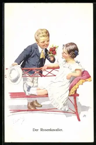 Künstler-AK Karl Feiertag: Rosenkavalier mit der Liebsten