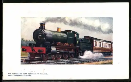 AK Great Western Railway, The Fishguard Boat Express to Ireland, englische Eisenbahn
