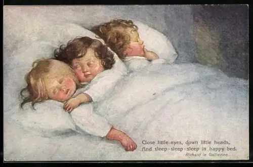 Künstler-AK Susan Beatrice Pearse: Drei Mädchen im Bett schlafend in süssen Träumen