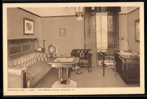 AK Hamburg, Ausstellung Raumkunst im Museum für Kunst und Gewerbe, Jugendstil-Herrenzimmer