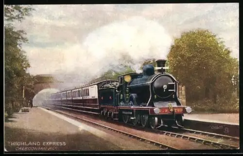 Künstler-AK Highland Express, Eisenbahn