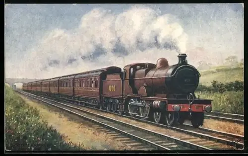AK The Scotch Express, Midland Railway No. 1000, englische Eisenbahn