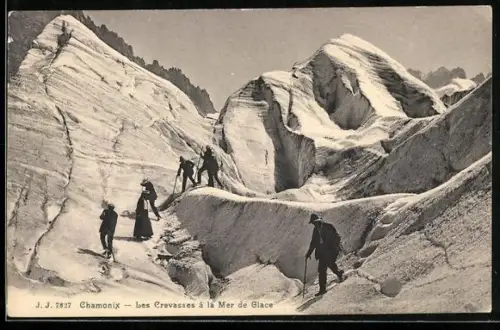 AK Chamonix, Les Crevasses à la Mer de Glace, Bergsteigen