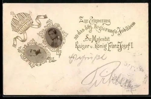 AK Kaiser Franz Josef I. von Österreich, Erinnerung an das 50-jährige Regierungs-Jubiläum 1898