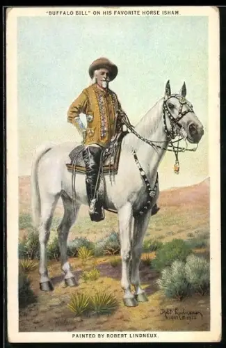 AK Buffalo Bill on his favorite horse Isham, Völkerschau