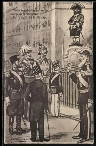Künstler-AK Visite de gala au plus ancien bourgeois de Bruxelles, Nikolaus II. von Russland