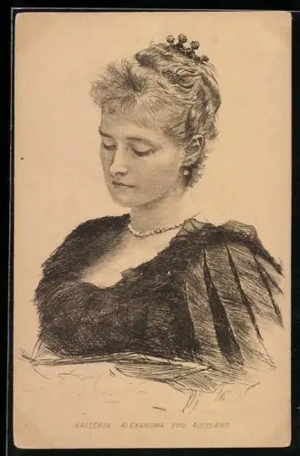 Künstler-AK Kaiserin Alexandra von Russland im Portrait