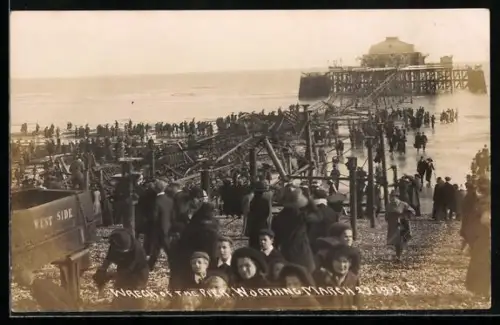 AK Worthing, Wreck of the Pier, March 23, 1913, Unwetter