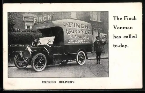 AK Earlsfield, The Finch Vanman has called today, The Finch Laundries, Express Delivery
