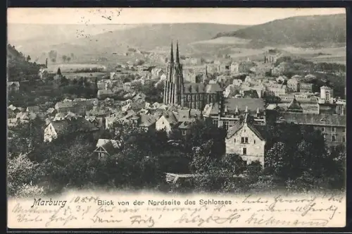 AK Marburg, Blick von der Nordseite des Schlosses