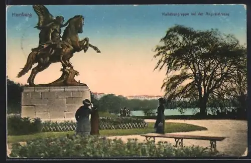 AK Hamburg-Uhlenhorst, Walkürengruppe bei der Auguststrasse