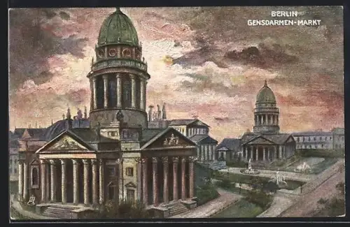 Künstler-AK Berlin, Partie am Gendarmenmarkt