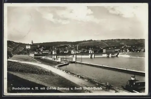 AK Gundelsheim a. N., Schloss Hornegg, Brücke