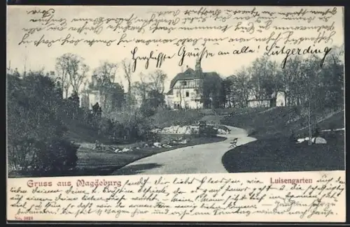 AK Magdeburg, Blick in den Luisengarten