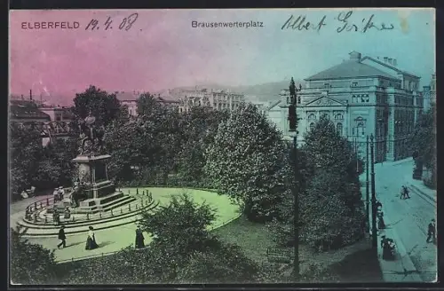 AK Elberfeld, Brausenwerterplatz mit Passanten