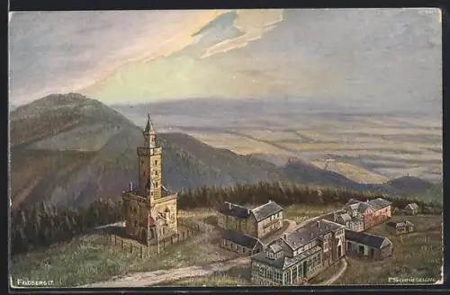 Künstler-AK Feldberg i. T., Ortsansicht aus der Vogelschau