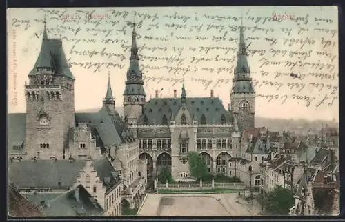 AK Aachen, Rückseite des Rathauses