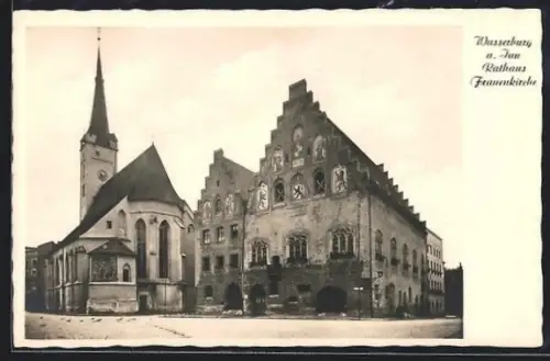 AK Wasserburg a. Inn, Rathaus und Frauenkirche