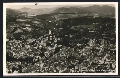 AK Bensheim a. d. B., Blick vom Flugzeug auf den Ort