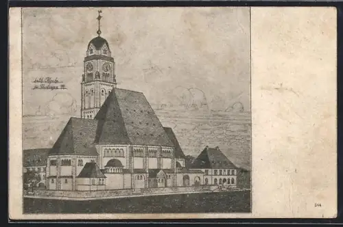 Künstler-AK Uerdingen, Katholische Kirche