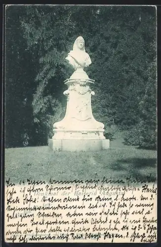 AK Baden-Baden, Büste der Kaiserin Augusta im Park
