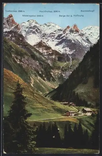 AK Einödsbach /bayr. Allgäu, Trettachspitze, Hochfrottspitze, Mädelegabel, Berge der grossen Hoffnung