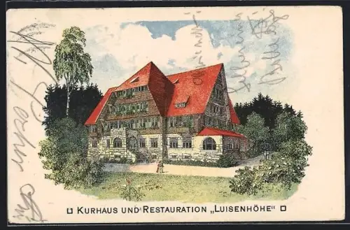 Lithographie Freiburg / Breisgau, Kurhaus und Restauration Luisenhöhe