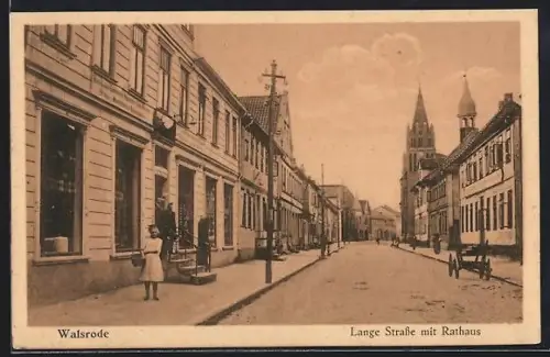 AK Walsrode, Lange Strasse mit Rathaus und Geschäften