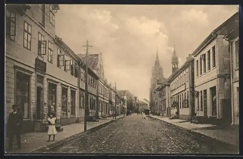 AK Walsrode, Langestrasse mit Geschäften u. Rathaus