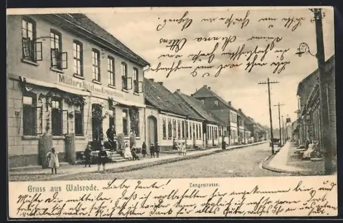 AK Walsrode, Langestrasse mit Müllers Hotel zum Kronprinzen, Panorama