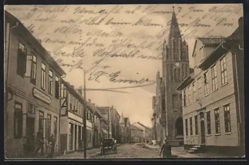 AK Walsrode, Langestrasse mit Rathaus und Geschäftshäusern