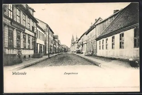 AK Walsrode, Langestrasse mit Postamt und Blick zum Rathaus