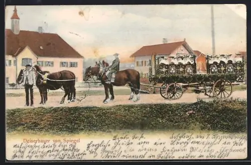 AK Bad Tölz, Deiserbauer von Spiegel, Pferdewagen