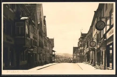 Foto-AK Stockach, Uhrmacher R. Lattner in der Hauptstrasse