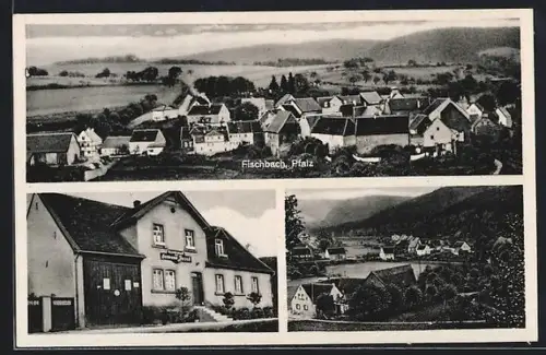 AK Fischbach /Pfalz, Gasthaus H. Jacob und Totalansicht