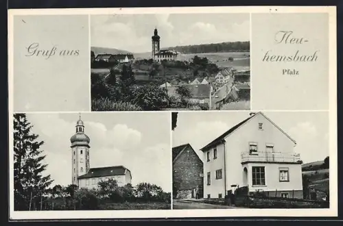 AK Neuhemsbach /Pfalz, Kirche und Ortsansicht