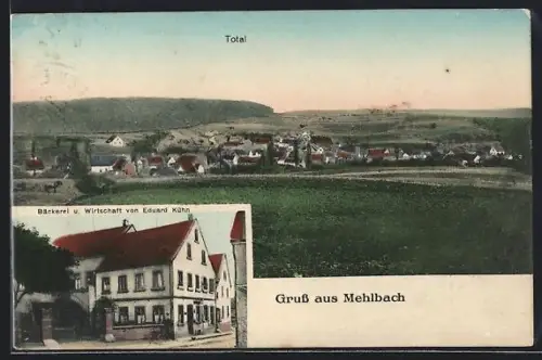 AK Mehlbach, Gasthaus von Eduard Kühn, Totalansicht