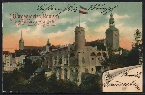 AK Bautzen, Teilansicht mit Bürgergarten