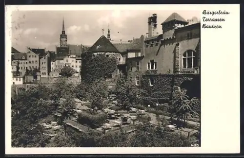 AK Bautzen, Restaurant Bürgerbräu-Terrassen