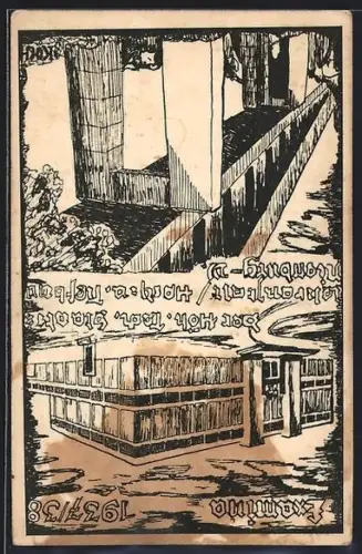 Künstler-AK Nienburg /Weser, Examina der höheren technischen Staatslehranstalt 1937/38