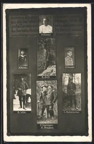 AK Esslingen / Neckar, Gedenken für im Weltkrieg Gefallene, darunter A. Beinder, R. Süss und E. Kenngott