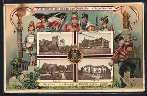 Passepartout-Lithographie Wittlich, Zum Besten der Waisen des Deutschen Kriegerbundes, Gold Else